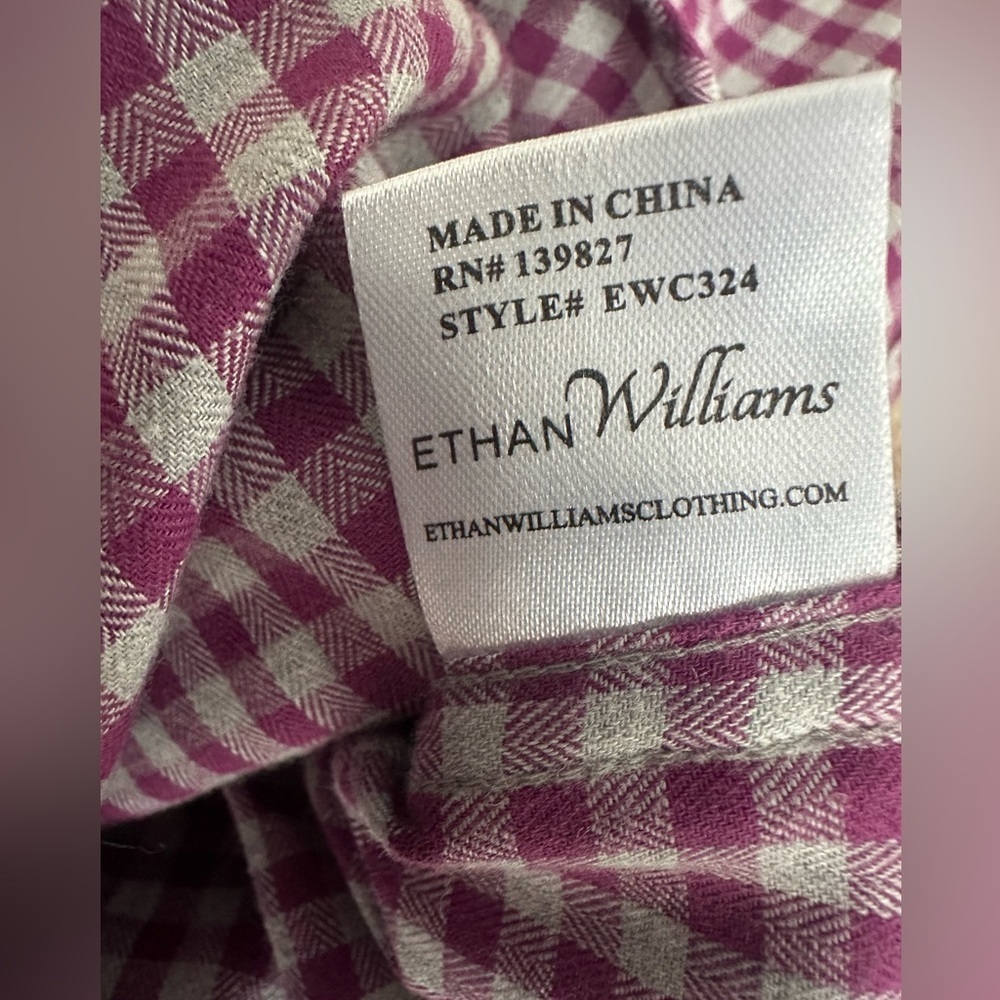 Ethan Williams Gingham Long Sleeve Button Up Shirt - Mens Size Medium - Picture 4 of 6